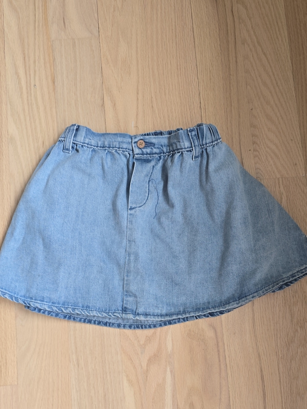 Light Blue Kids Denim Skirt with Button Waist